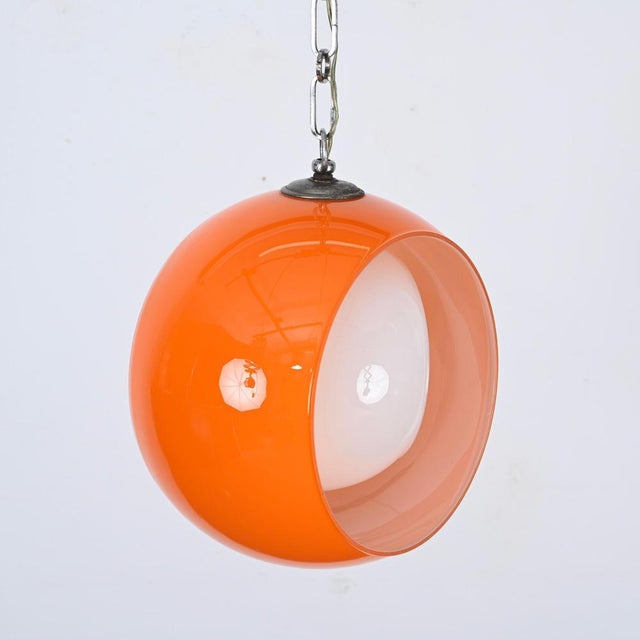 Orange Murano Glass Eclipse Pendant attributed to Carlo Nason for Mazzega, Italy, 1960s For Sale - Image 13 of 15