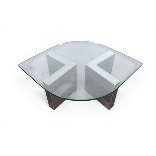 Mid-Century Modern 1970s Chrome + Glass Coffee Table For Sale - Image 3 of 6