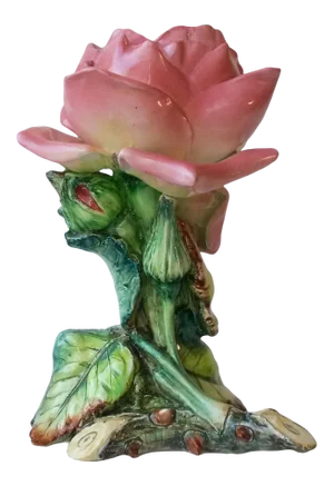 1890 Delphin Massier Majolica Rose Vase