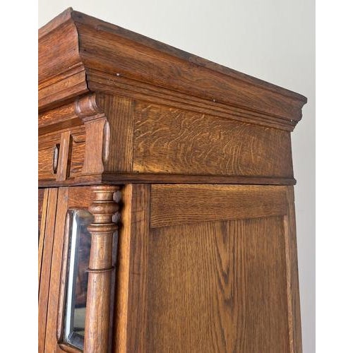 Antique French Style Oak Wardrobe with Mirrored Door For Sale - Image 18 of 18
