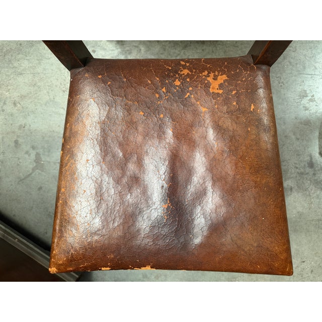 Set of 4 19th-Century English Cromwellian Leather & Oak Dining Chairs For Sale - Image 14 of 18