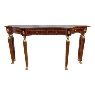 Maitland-Smith Egyptian Revival Style Flame Mahogany & Ormolu Console Table For Sale