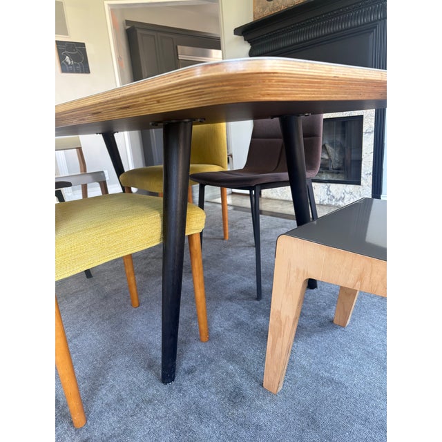 Custom made color block conference table by THiNK Office Interiors. Rectangle, 96w x 42d, with plywood knife edge and...