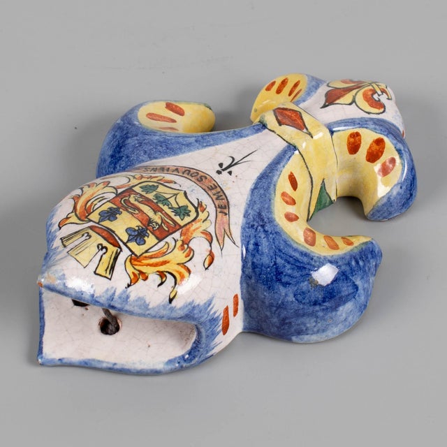 19th Century French Faience Fleur De Lis Wall Pocket For Sale - Image 10 of 13