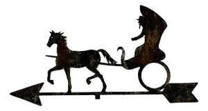 19th Century Salvaged Sheet Metal Weathervane Horse & Carriage