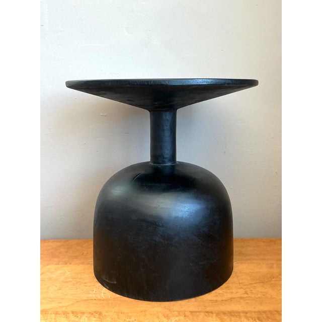 Late 20th Century Vintage Modernist Black Wood Accent Table For Sale - Image 5 of 18