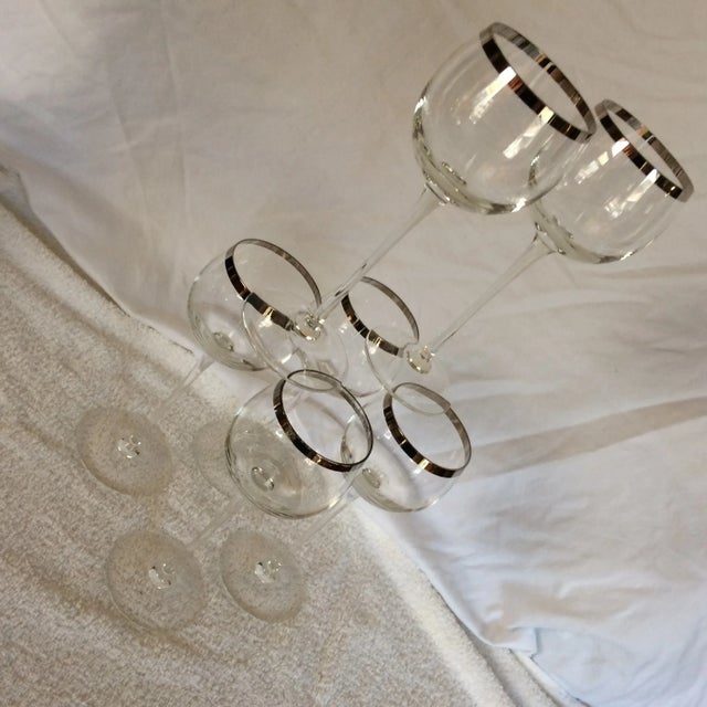 Tall Platinum Rim Wine Glasses - Set of 6 For Sale - Image 12 of 13