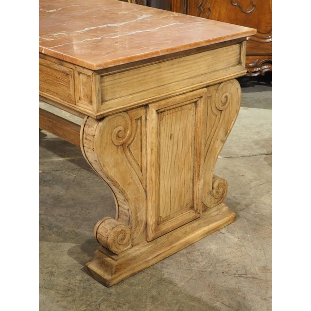 19th Century French Oak 2-Drawer Console Table With Marble Top For Sale - Image 13 of 18