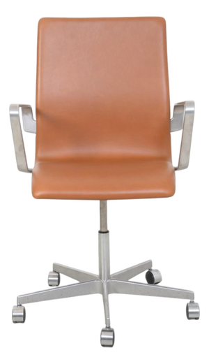 Oxford Office Chair in Walnut and Anilin Leather by Arne Jacobsen, 2000s