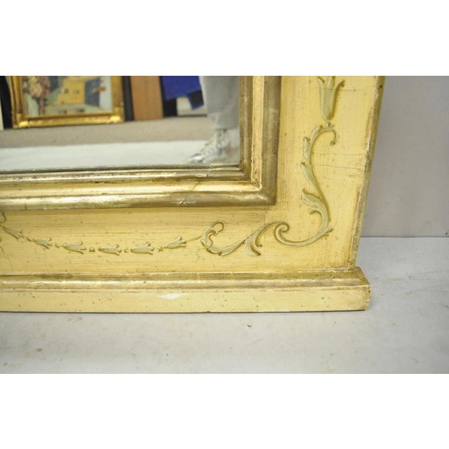 Antique Italian Neoclassical Giltwood Hand Painted 59" Trumeau Wall Mirror For Sale - Image 11 of 12