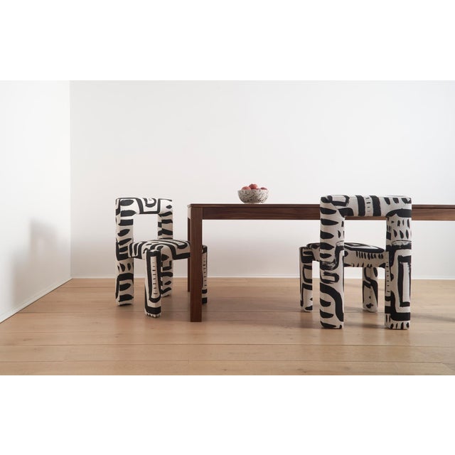 Textile Angle II Armless Dining Chair in Grace Black Tuxedo Print For Sale - Image 7 of 8