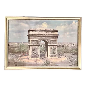 1960’s Arc De Triomph Champs-Elysees Parisian Cityscape Photograph, Framed