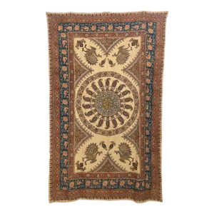 Large Isfahan Ghalamkar Persian Paisley Textile Block Printed 1950s