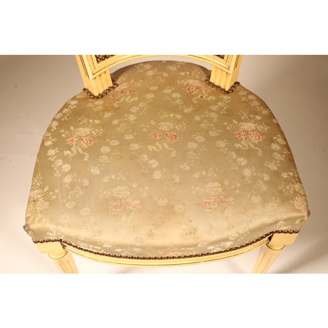 Set of 6 Louis XVI Style Painted Dining Chairs For Sale - Image 11 of 12