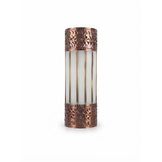 Art Deco Fluted Glass & Aged Brass Wall Sconce For Sale - Image 3 of 5