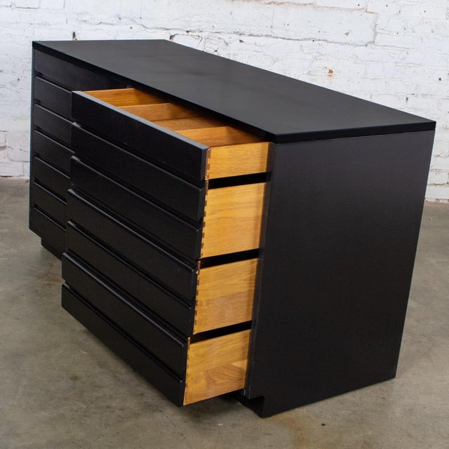 Wood Mid-20th Century MCM Dresser by Sligh Furniture Cross Country Line With Black Painted Frame For Sale - Image 7 of 18