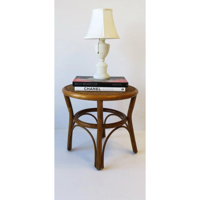 Mid 20th Century Wicker Cane Rattan Side or End Table For Sale - Image 5 of 7