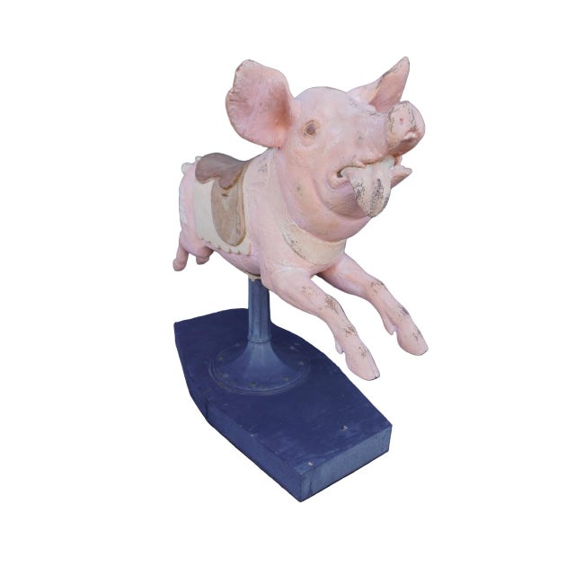 This is a very rare and wonderfully fun object to own. This pig originated from a 19th-century French carousel—a period...