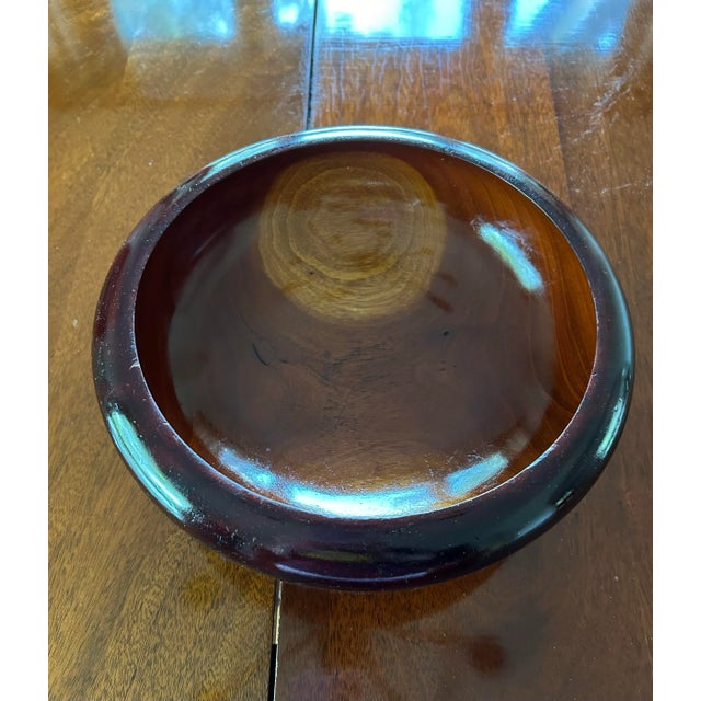 Contemporary Vintage Hand Turned Wood Bowl 50's For Sale - Image 3 of 7