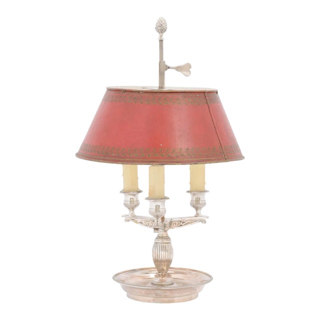 Early 20th Century Silver Plate French Buillotte Lamp For Sale