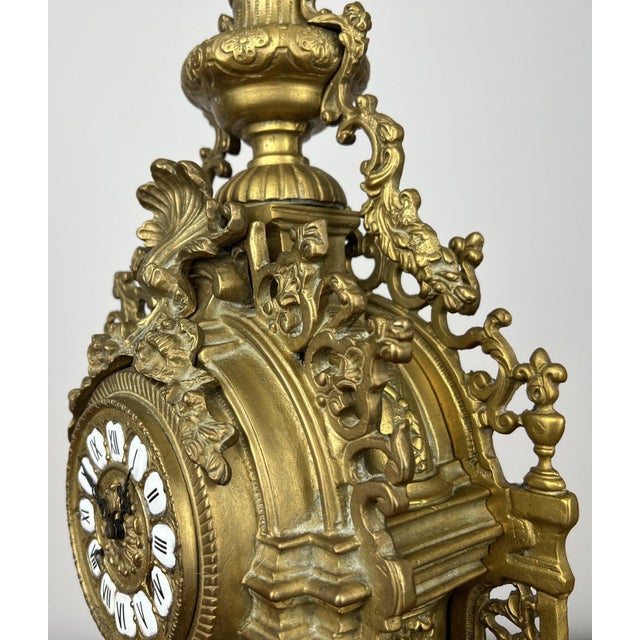 Vintage Brass Mantel Clock For Sale - Image 14 of 18