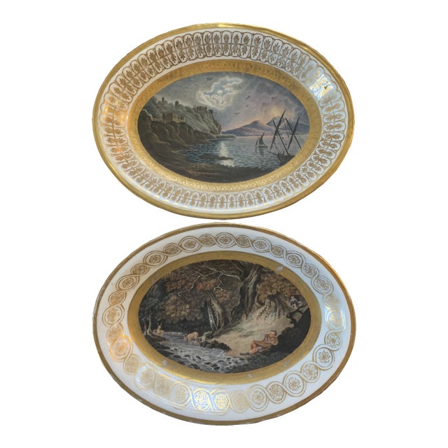 Pair of Antique Late 19th Century Hand-Painted Dishes For Sale