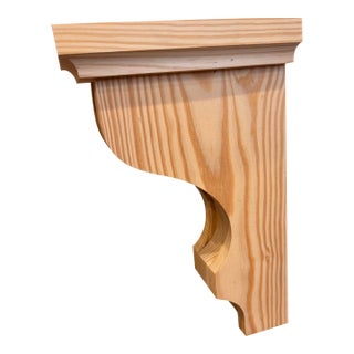 Pair of Decorative Unfinished Wood Corbel Brackets; Modern Colonial Style. Nib For Sale