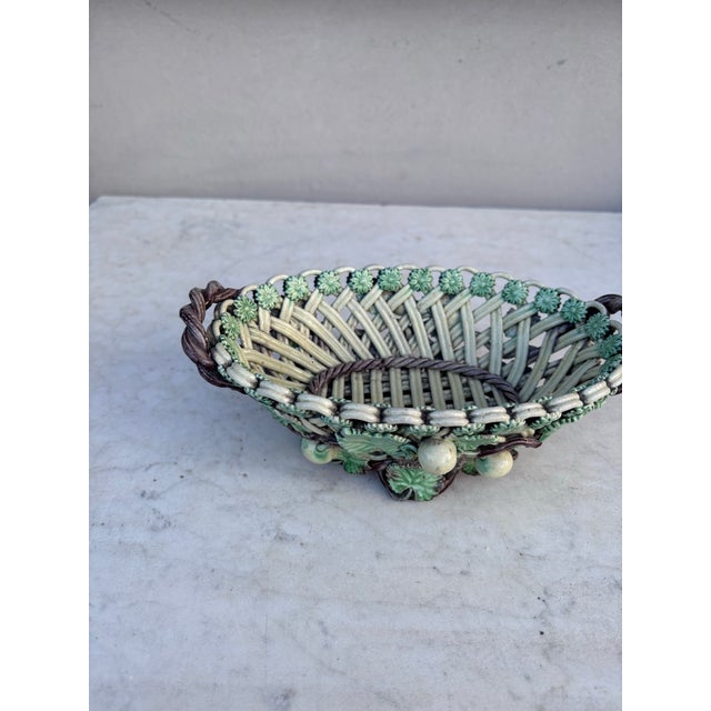 French Country Small French Majolica Reticulated Jardiniere Circa 1890 For Sale - Image 3 of 7