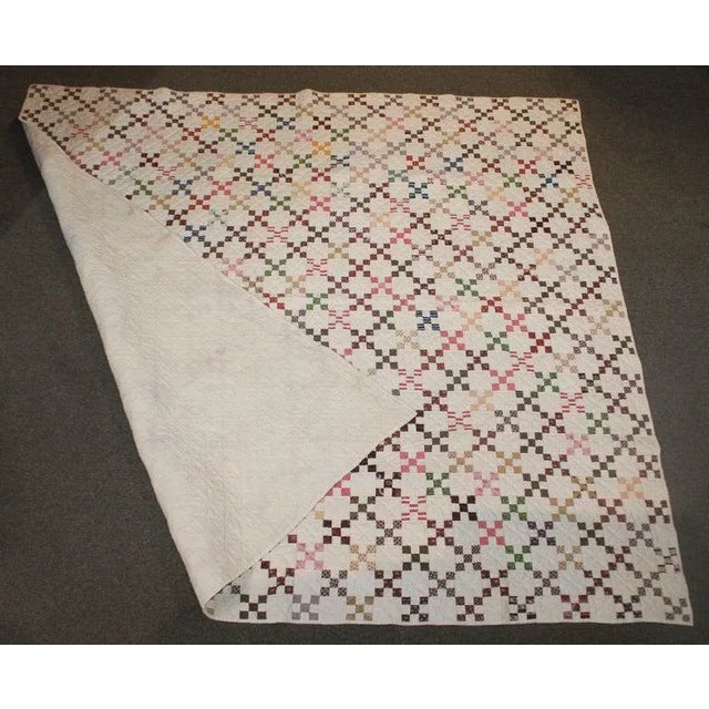 Late 19th Century 19th Century Mini Postage Stamp Chain Quilt For Sale - Image 5 of 8