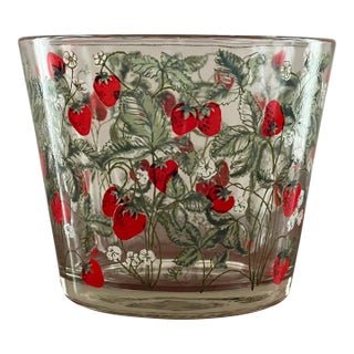 Mid-Century Cera Glass Ice Bucket With Strawberry Motif For Sale