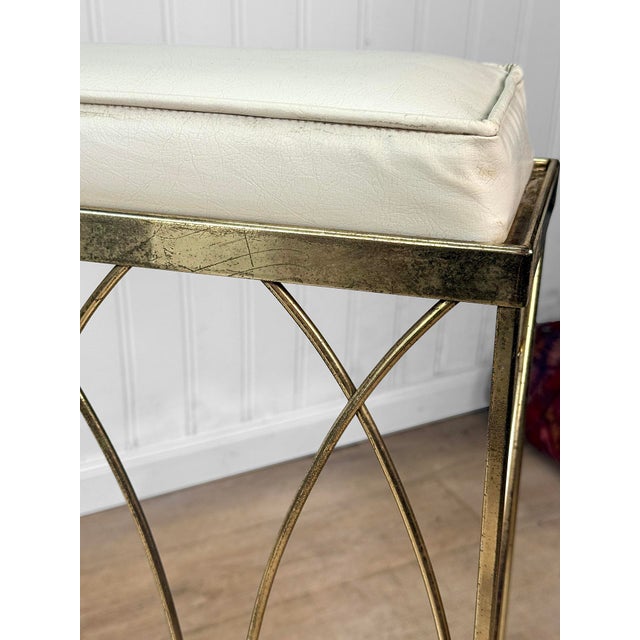 Brass Mid-Century Brass & White Vinyl Sculptural Alter Kneeling Bench For Sale - Image 8 of 10