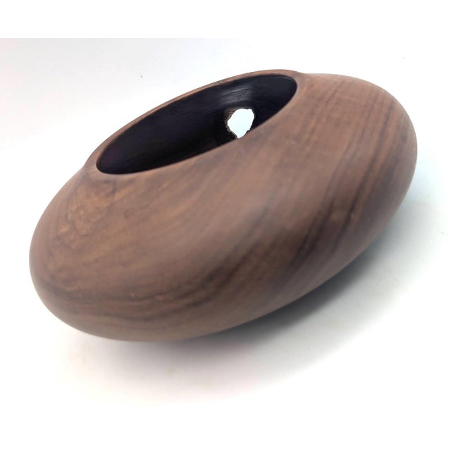 1970s Hand Turned and Lathed Walnut Wood Bowl For Sale - Image 5 of 14