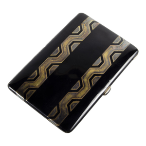 1930s Art Déco Black Lacquer and Gilded Bronze Cigarette Case by Jean Dunand, France