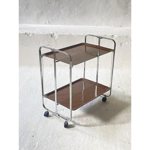 Mid-Century Chrome Folding Serving Trolley, Germany, 1950s For Sale - Image 3 of 10