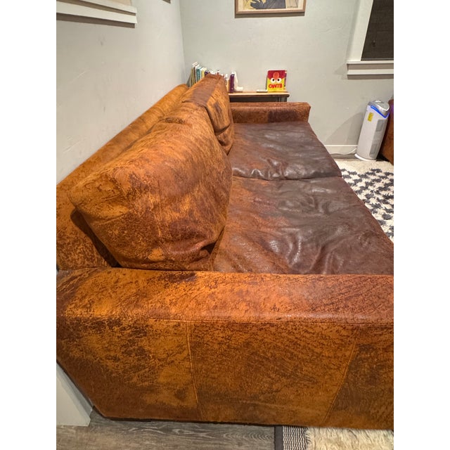 Restoration Hardware Maxwell 8’ Luxe Leather Sofa – Vintage Cigar For Sale - Image 11 of 11