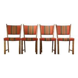Vintage Danish Brutalist Tall Back Chairs attributed to Henning Kjærnulf, 1960s, Set of 4 For Sale