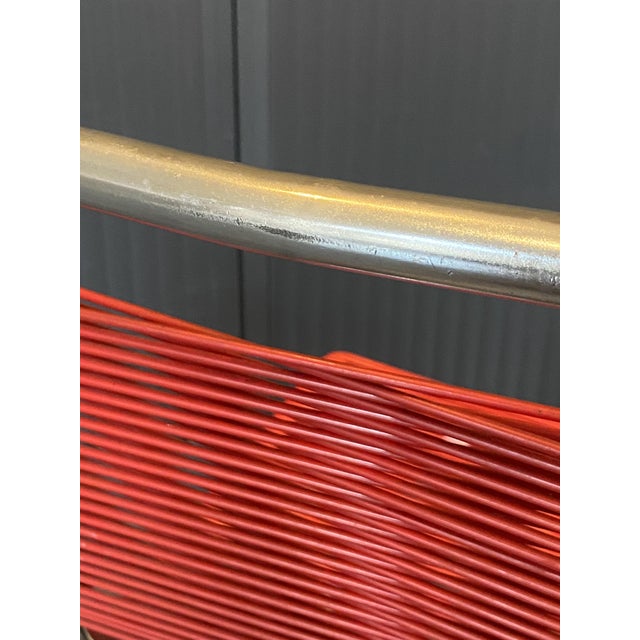 Metal Vintage Chrome and Red Spaghetti Chair, 1960s For Sale - Image 7 of 18