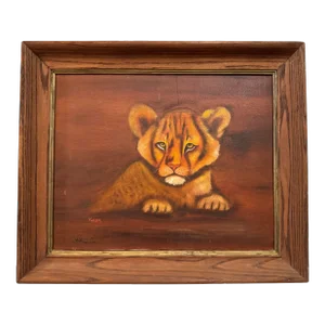 Tiger Cub Painting by Artist M. Kolek Signed Original