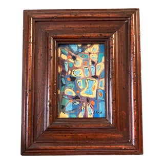 Contemporary Original Stephen Heigh Small Abstract Painting “Well Traveled Path” Vintage Frame For Sale