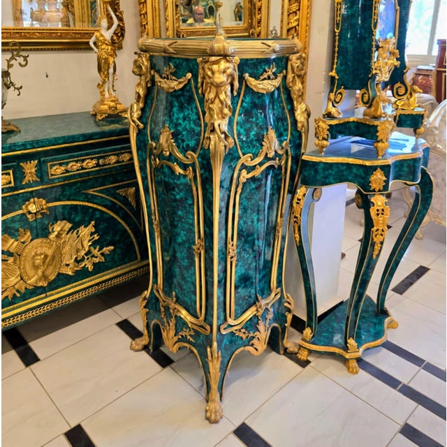 Transform your home into a luxurious French château with this magnificent Grand Louis XV Bottle Green Pedestal, a true...