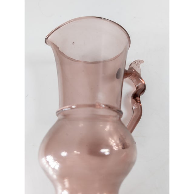 Purple 19th or 20th Century Purple Amethyst Bohemian Venetian Glass Pitcher For Sale - Image 8 of 10
