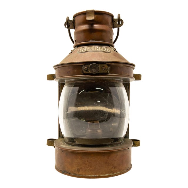 Mid-Century Copper Masthead Ship Lantern For Sale