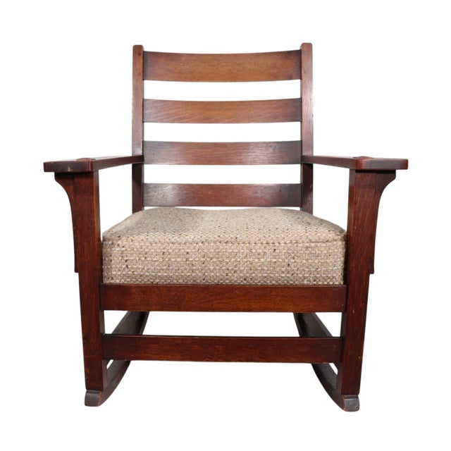 Art and Crafts Mission Rocking Chairs by L and Jg Stickley Circa 1900's For Sale - Image 9 of 12