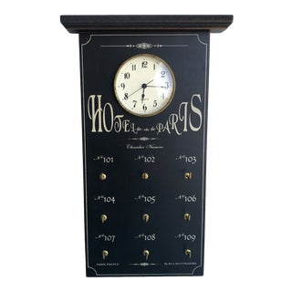 1990s Notre Monde Paris Clock Hotel Key Rack For Sale