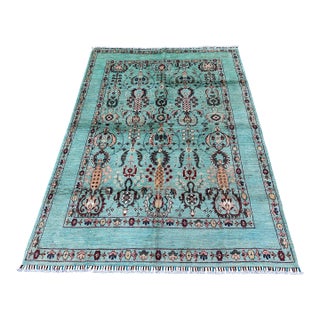 Teal Oushak Hand-Knotted Wool Rug - 7'10" X 5'8" For Sale