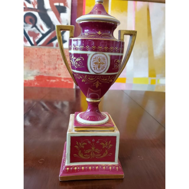 Art Nouveau Antique Gold Jeweled Royal Vienna Porcelain Urn Allegorical For Sale - Image 3 of 6
