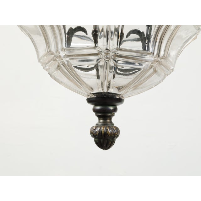 Early 20th Century 1920s French Bronze and Glass Lantern with Feathers and Acanthus Leaves For Sale - Image 5 of 7