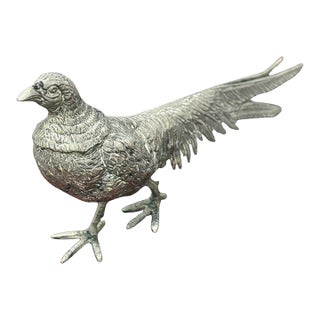 Vintage Gucci Italy Silver-Tone Pheasant Figurine For Sale