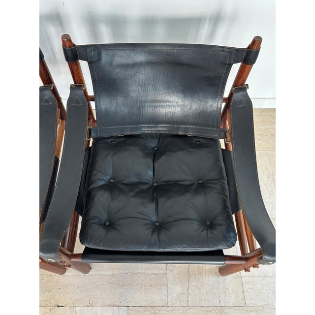 Wood Scandinavian Armchairs in Black Leather and Wood by Arne Norell, Sweden, 1960s, Set of 2 For Sale - Image 7 of 18