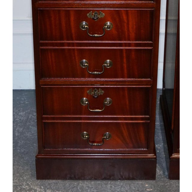 Filling Cabinets in Burgundy Leather and Gold Embossed Top, Set of 2 For Sale - Image 6 of 18